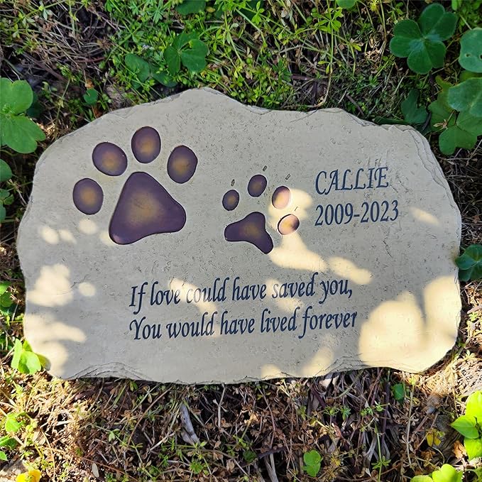 Personalized Pet Memorial Stones Dog Memorial Stones, Paw Prints Pet Dog Grave Markers Garden Stones Loss Stones Engraved with Name and Quote, Pet Dog Grave Stones Headstones for Dog Loss Cat Loss