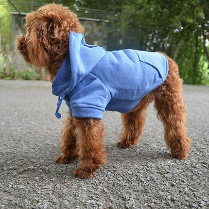 Lovelonglong Blank Basic Hoodie Sweatshirt for Dogs 100% Cotton Fits Small Medium Dachshund Large Dog Royle Blue XS