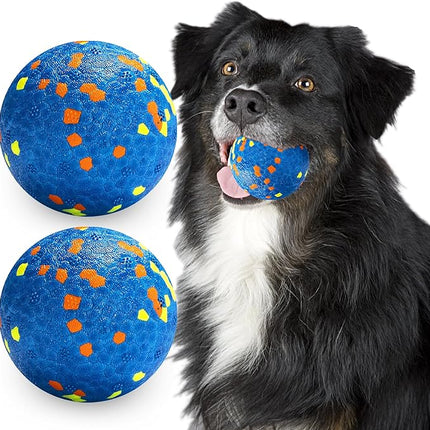 Dog Balls, Indestructible Dog Toy Ball for Aggressive Chewers, Durable High Elasticity Interactive Ball for Training Dog Catch and Fetch, Large Medium Small Dog and Puppies(Blue, 3in, 2pcs)