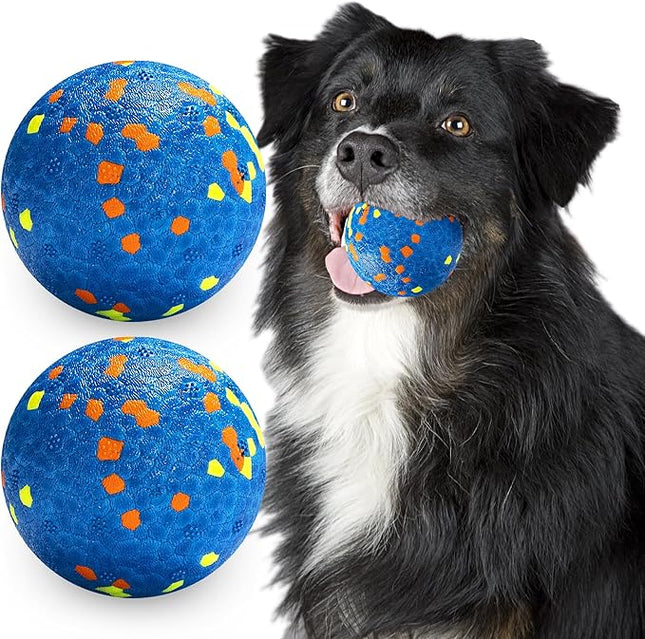 Dog Balls, Indestructible Dog Toy Ball for Aggressive Chewers, Durable High Elasticity Interactive Ball for Training Dog Catch and Fetch, Large Medium Small Dog and Puppies(Blue, 3in, 2pcs)