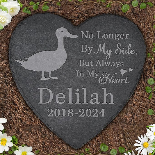 Pet Memorial Stone Duck - Duck Headstone - Duck Memorial Stone - Duck Memorial Gifts - Loss of a Duck - Duck Loss Gifts (Heart-Shaped)