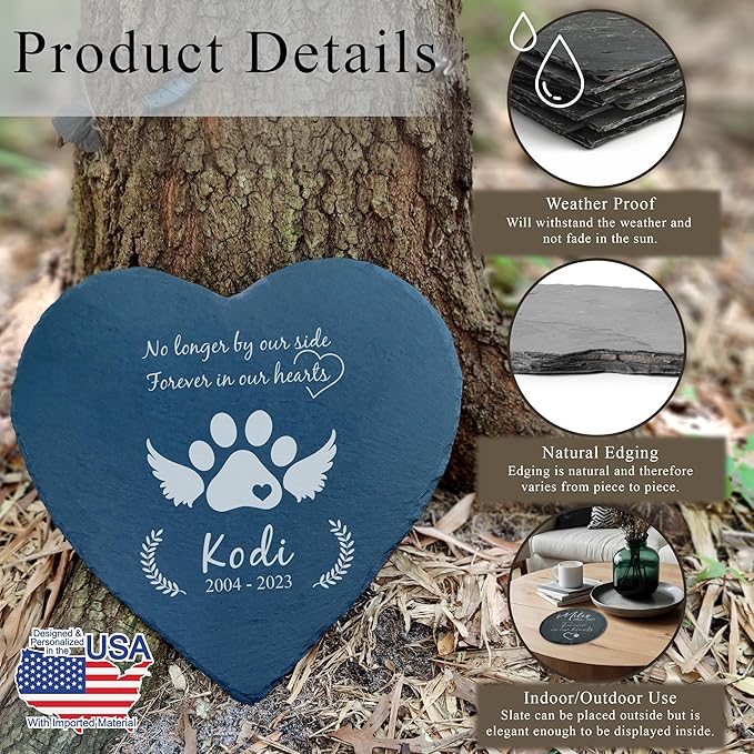 Dog Memorial Gifts for Loss of Dog, Cemetery Decorations for Grave, Pet Loss Sympathy Gift, Personalized Remembrance Garden Stone, Cat Lovers Heaven Grave Markers Bereavement Headstone (A01H)