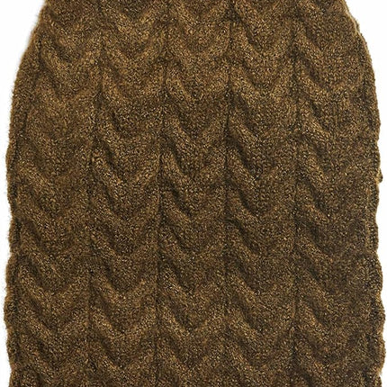 Blueberry Pet Classic Fuzzy Textured Knit Pullover Turtle-Neck Dog Sweater in Dark Olive, Back Length 18", Pack of 1 Clothes for Dogs