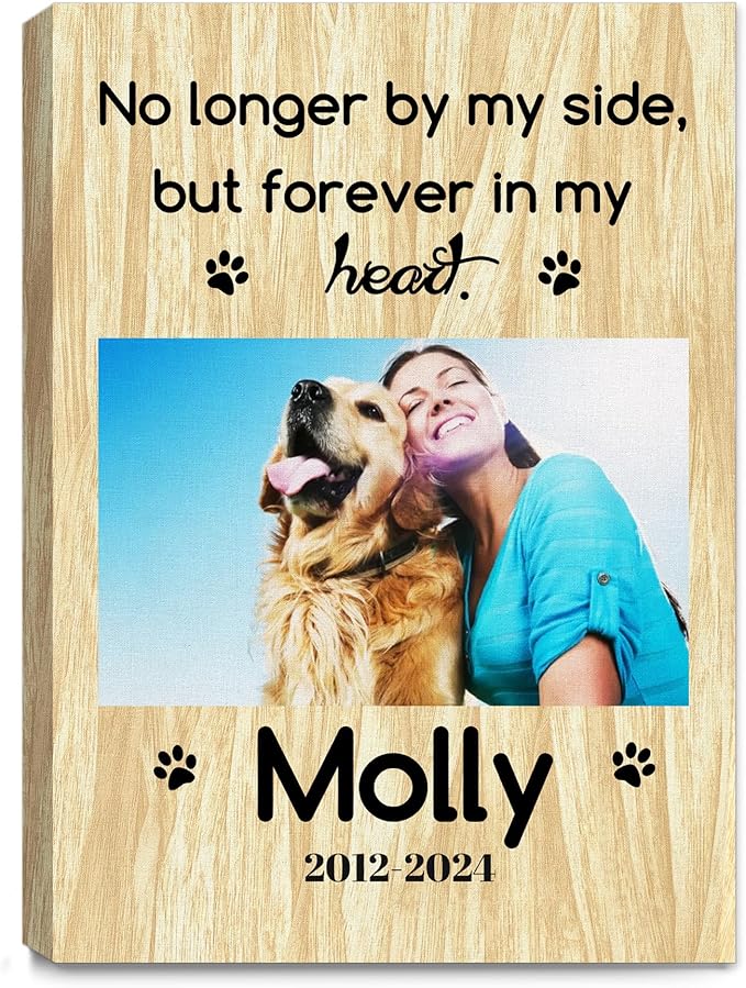 Personalized Pet Memorial Gifts for Dogs Customized Gifts for Dogs Cats Custom Loss of Pet Sympathy Gift Canvas Dog Loss Gift Canvas with Picture Name