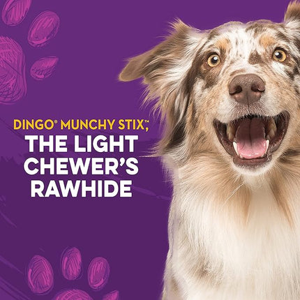 Dingo Rawhide Munchy Stix for Dogs, Rawhide Chews Made with Real Chicken, 50 Count