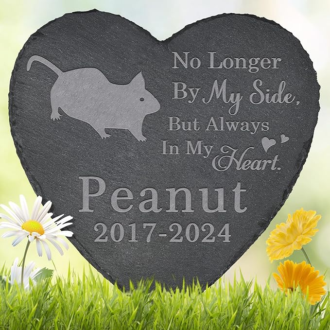 Pet Memorial Stone Guinea Pig - Guinea Pig Headstone - Guinea Pig Memorial Stone - Guinea Pig Memorial Gifts - Loss of a Guinea Pig - Guinea Pig Loss Gifts (Heart-Shaped)