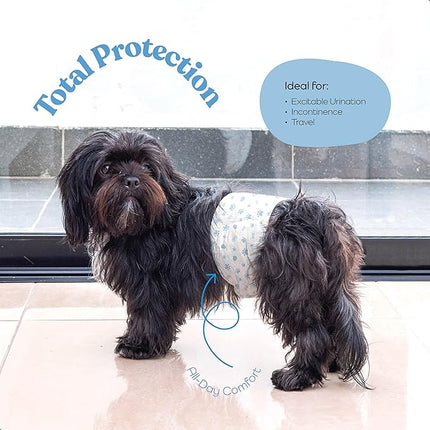 Comfortable Male Dog Diapers - 12-Pack Super Absorbent Disposable Male Dog Wraps- FlashDry Gel Technology, Wetness Indicator Doggie Diapers- Leakproof Belly Wraps for Incontinence, Excitable Urination