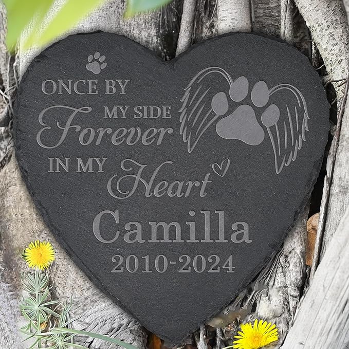 Pet Memorial Stone, Dog Memorial Stone, Dog Memorial Gifts for Loss of Dog, Pet Memorial Gifts, Pet Loss Sympathy Gift, Dog Bereavement Gifts, Dog Passing Away Gifts - Once by My Side