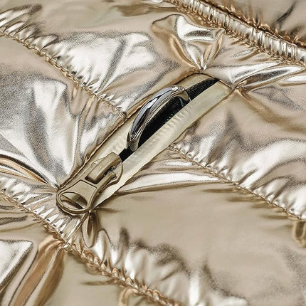 Blueberry Pet Cozy & Comfy Windproof Lightweight Quilted Fall Winter Glossy Dog Puffer Jacket in Gold, Back Length 18.5", Size 18, Warm Coat for Large Dogs