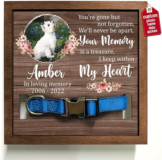 Personalized Pet Loss Gifts Dog Picture Collar Frame Pet Remembrance Memorial Memorial Frames for Pictures Sympathy Gifts Keepsake BereavementFunerary Decor Wall