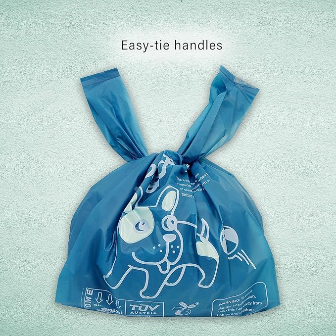 Home Compostable Dog Poop Bags with Handles, Dog Bags for Poop, Doggie Poop Bags, Extra Thick & Leak Proof, Unscented, Eco-Friendly 9 x 13 Inches, 84 Count