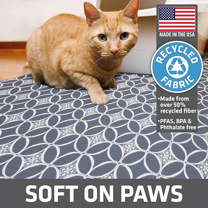 Drymate XL Original Cat Litter Mat, Contains Mess from Box, Protects Floors, Urine-Proof, Machine Washable, Soft on Kitty Paws, Absorbent, Waterproof (USA Made, Recycled Content)(29”x36”)(Indigo Grey)