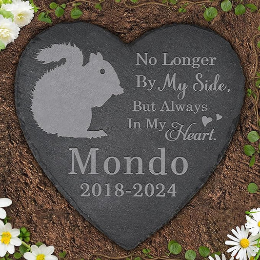 Pet Memorial Stone Squirrel - Squirrel Headstone - Squirrel Memorial Stone - Squirrel Memorial Gifts - Loss of a Squirrel - Squirrel Loss Gifts (Heart-Shaped)