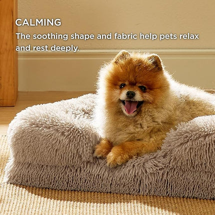 Bedsure Orthopedic Dog Beds for Small Dogs - Washable Small Dog Cat Bed Waterproof, Comfort Pet Couch Sofa with Washable Removable Cover, Pets Bed with Nonskid Bottom, Long Faux Fur-Taupe, 24"
