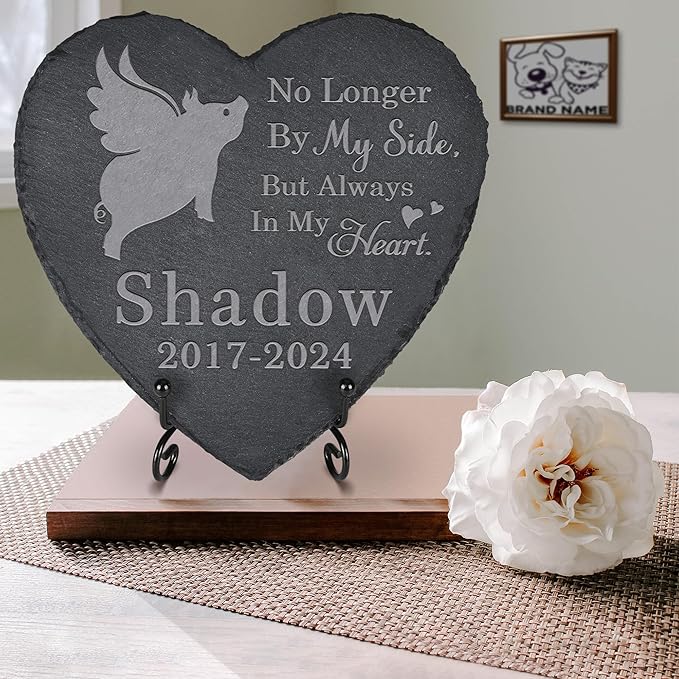 Pet Memorial Stone Pig - Pig Headstone - Pig Memorial Stone - Pig Memorial Gifts - Loss of a Pig - Pig Loss Gifts (Heart-Shaped)