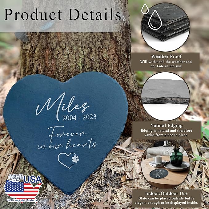 Dog Memorial Gifts for Loss of Dog, Cemetery Decorations for Grave, Pet Loss Sympathy Gift, Personalized Remembrance Garden Stone, Cat Lovers Heaven Grave Markers Bereavement Headstone (A02H)