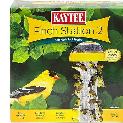 Kaytee Wild Bird Finch Station 2 Soft Mesh Sock Feeder, Includes, Yellow, 4 Socks