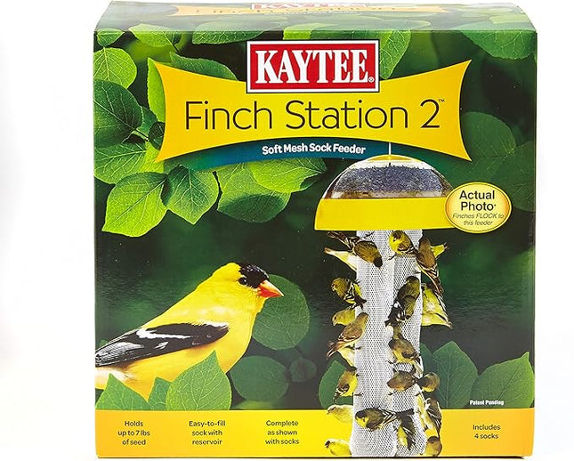 Kaytee Wild Bird Finch Station 2 Soft Mesh Sock Feeder, Includes, Yellow, 4 Socks