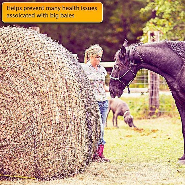 Texas Haynet - Round Bale Hay Net Slow Feed - Durable Round Bale Feeder for Horses - American Made UV Resistant Nylon Net - Fits Round Bales 4x6-6x6 or Square Bales 3x3x8-4x4x8 with 1.75" Holes