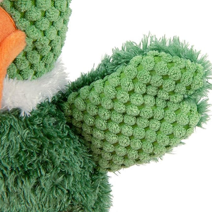 goDog Checkers Sitting Duck Squeaky Plush Dog Toy, Chew Guard Technology - Green, Large