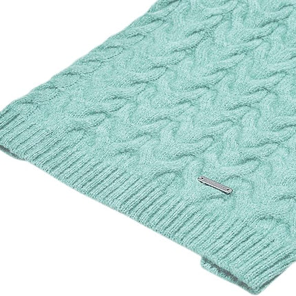 Blueberry Pet 2023 New Classic Fuzzy Textured Knit Pullover Turtle-Neck Dog Sweater in Heathered Jade, Back Length 20", Pack of 1 Clothes for Dogs