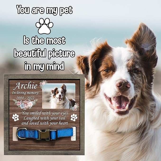 Personalized Dog Collars Pet Loss Gifts Dogs Grieving Picture Frame Pet Remembrance Heartfelt Sentimental Quote Memorial Plaques for Dogs and Cat Picture Frames Christmas Plaque Birthday Gifts