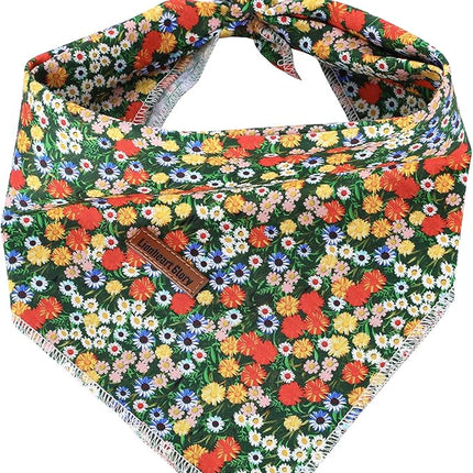 Lionheart glory Dog Bandana 1 Pack Washable Soft Cotton Daisy Print Bibs Scarf, Adjustable Kerchief Square Dog Bandanas for Small Dogs