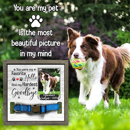 Bfi Gift Personalized Dogs Picture Frame Collar Keepsake Memorial Pet Frames Bereavement Gifts Wood Frame Deceased Dogs Gifts Grieving Pet Passing Away Picture Upload Meaningful Birthday Idea