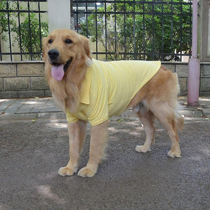 lovelonglong Basic Dog Polo Shirts Premium Cotton, Polo T-Shirts for Large Medium Small Dogs with a Two-Button Collar Blank Color Yellow XL