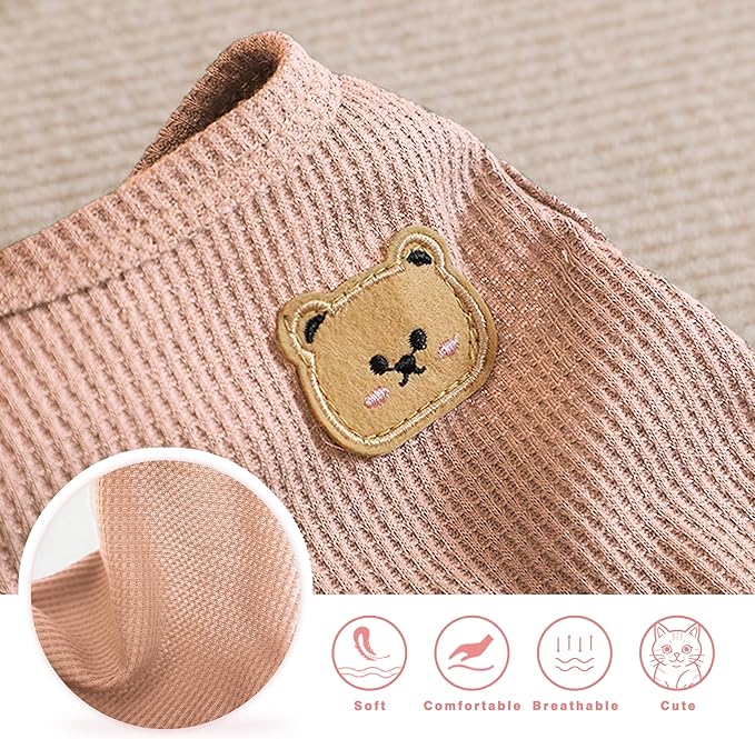 Waffle Knit Cat & Dog T Shirt for Small Dogs, Stretchable Puppy Shirt for Sphynx Cats & Small Breeds, Pet Clothes | Breathable Summer/Winter Apparel for Newborn(Pink Large)