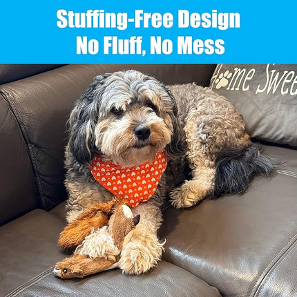 SPOT Skinneeez Plus Squirrel - Stuffing Free Dog Toy with Two Piece Rubber Body and Two Squeakers, Fun to Bite, Stuffingless Design is Great for Moderate Chewers, Tug Toy for Puppies & Dogs - 15in