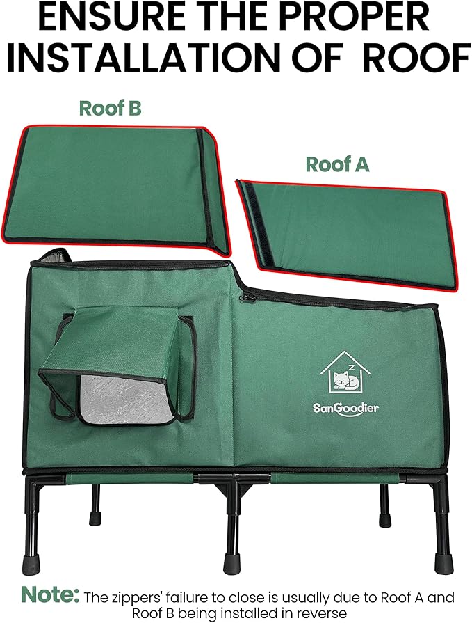 Outdoor Cat House Weatherproof, Clawsable Cat Houses with Insulation Layer, Foldable Cats Shelter, Large Cave Bed for Pets Up to 55lbs for Garden, Patio, or Backyard (Green-L)