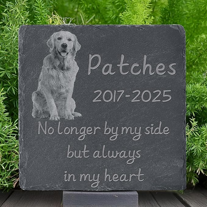 Pet Memorial Stone with Photo, Dog Memorial Gifts for Loss of Dog, Personalized Pet Memorial Gifts, Pet Loss Gift - Always in My Heart（Square）
