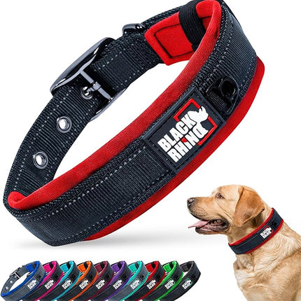 Black Rhino - The Comfort Collar Ultra Soft Neoprene Padded Dog Collar for All Breeds - Heavy Duty Adjustable Reflective Weatherproof (Small, Red/Black)