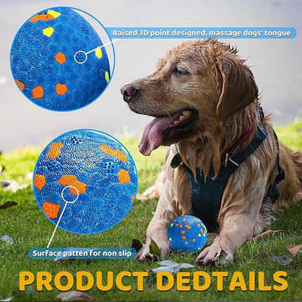 Dog Balls, Indestructible Dog Toy Ball for Aggressive Chewers, Durable High Elasticity Interactive Ball for Training Dog Catch and Fetch, Large Medium Small Dog and Puppies(Blue, 3in, 2pcs)