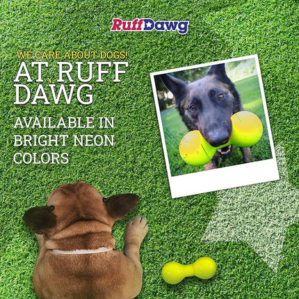 Ruff Dawg Ball – Durable Rubber Dog Toy – Made in USA – Bouncy Ball in Bright Neon Colors – Great for Fetch, Teething & Outdoor Play, Floats in Water