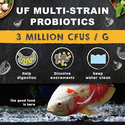 Royal Cichlid Premium Sinking Fish Food, Wild Sword Prawns, All Natural Ingredients, Carnivore Pellets for Large Tropical Fish, 16 oz