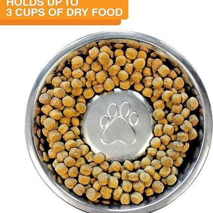 Neater Feeder - Express Model w/ Slow Feed Bowl - Mess-Proof Dog Bowls (M/L, Grey) Made in USA – Elevated, No Spill, Non-Tip, Non-Slip, Raised Stainless Steel Food/Water Pet Bowls Aid Digestion