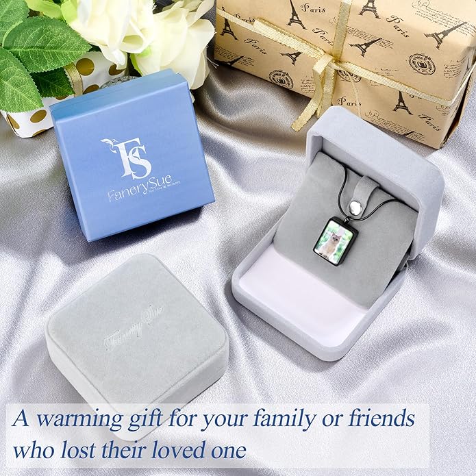 Fanery Sue Pet Ashes Necklace Cremation Jewelry Personalized Picture&Quote Memorial Gifts for Loss of Dog/Cat Urn Necklaces Pets Loss Sympathy Gift Keepsake for Women