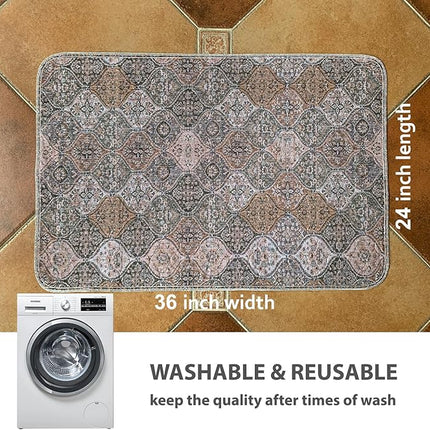 nunubaby Washable Pee Pads for Dogs, Stylish, Non-Slip and Leak-Proof Pee Pads. Reusable Potty Pads for Dogs for Crates and Floors.(Brown/Multi, 24" x36")