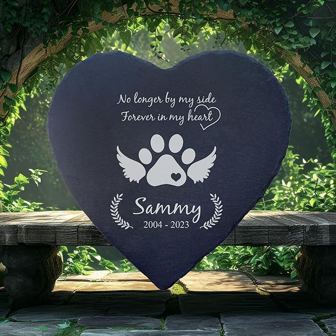 Dog Memorial Gifts for Loss of Dog, Cemetery Decorations for Grave, Pet Loss Sympathy Gift, Personalized Remembrance Garden Stone, Cat Lovers Heaven Grave Markers Bereavement Headstone (A03H)
