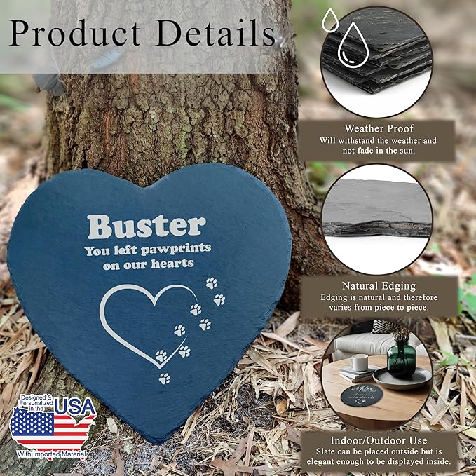 Dog Memorial Gifts for Loss of Dog, Cemetery Decorations for Grave, Pet Loss Sympathy Gift, Personalized Remembrance Garden Stone, Cat Lovers Heaven Grave Markers Bereavement Headstone (A12H)