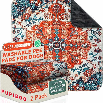 PUPIBOO Washable Pee Pads for Dogs and Cats - Super Absorbent Reusable Puppy Training Pads - 100% Waterproof, Leak-Proof & Non-Slip Whelping Pads for Pet Housebreaking