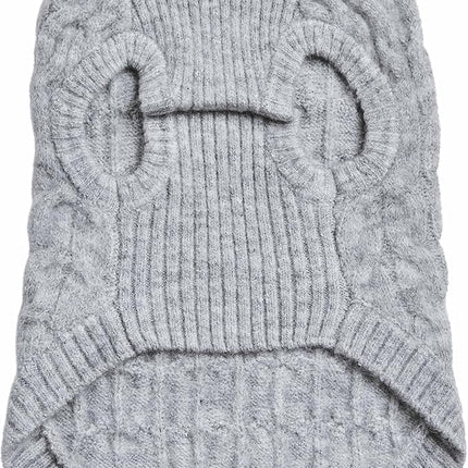 Blueberry Pet Classic Fuzzy Textured Knit Pullover Crew-Neck Dog Sweater in Heather Grey, Back Length 22", Pack of 1 Clothes for Dogs