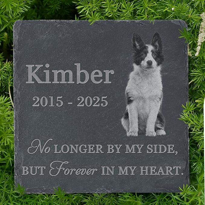 Personalized Pet Memorial Stone, Dog Memorial Gifts, Pet Loss Sympathy Gift, in Memory of Dog Cat - Forever in My Heart（Square）
