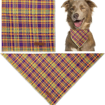 Halloween Pumpkin Dog Bandana, Thanksgiving Triangle Bid Scarf, Cotton Pet Kerchief for Girl Boy Dogs or Cats, Colorful Plaid Puppy Bandana for Small Medium Dog Fancy