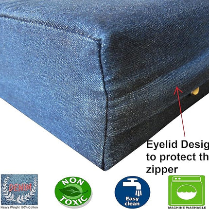 Dogbed4less Extra Large Gel-Infused Memory Foam Dog Bed, Orthopedic Ultra Plush Human Grade Mattress, Thick Waterproof Lining and Heavy Duty Blue Denim Cover, Fit XL 48"X30" Crate