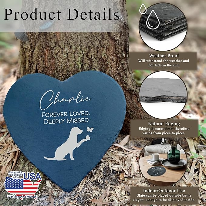 Dog Memorial Gifts for Loss of Dog, Cemetery Decorations for Grave, Pet Loss Sympathy Gift, Personalized Remembrance Garden Stone, Cat Lovers Heaven Grave Markers Bereavement Headstone (A09H)