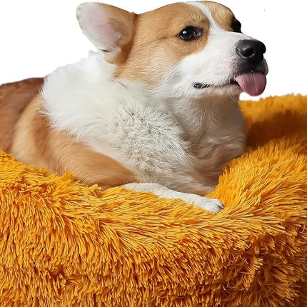 Pet Beds for Medium Dogs Calming Dog Bed 30 Inches Orange Dog Beds for Medium Dogs Washable Anti-Anxiety Dog Bed Medium Size Dog