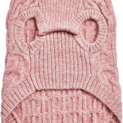 Blueberry Pet Classic Knit Dog Sweater, Pullover Crew-Neck Christmas Style in Pink, Back Length 14”, Cozy Winter Wear